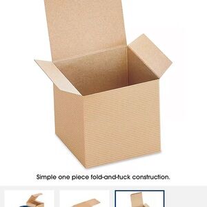 Uline Case of 100 New 4” x 4” x 4” Kraft Pinstripe Gift Boxes Please Read Post